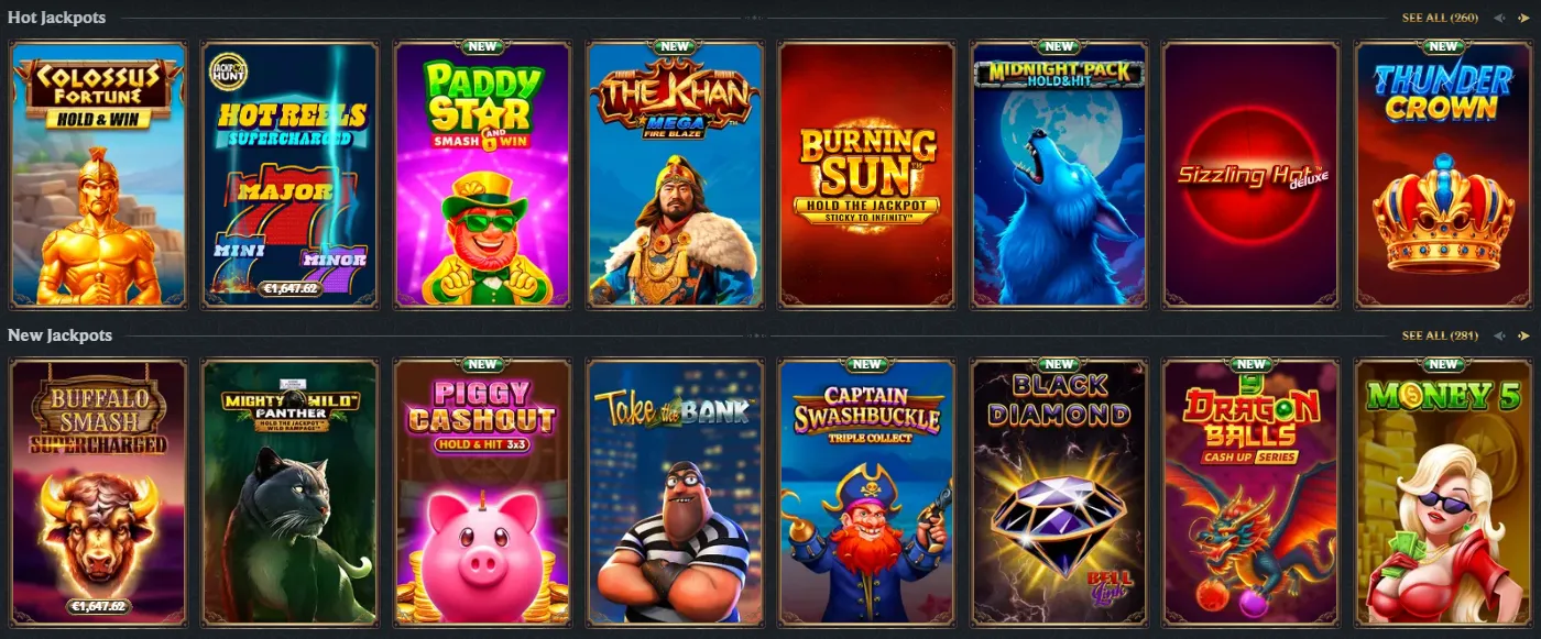 astromania casino jackpots